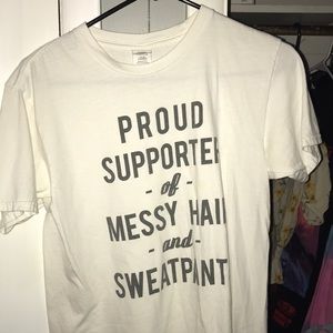 white tee with saying